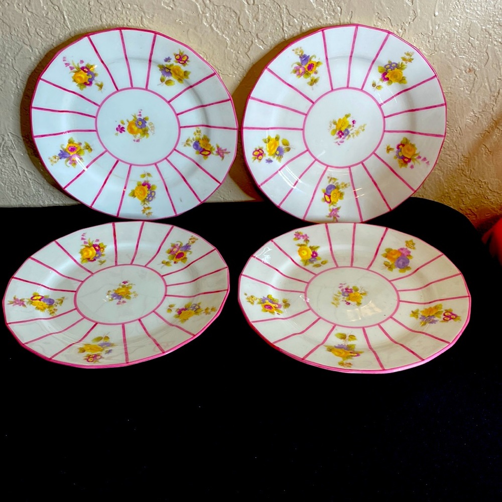 Rare Royal Cauldon Floral Bread Plates ~ Set of 4